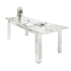 Garnero Arredamenti Tavolo 137/185cm allungabile con serigrafia Marvis Bianco Lucido