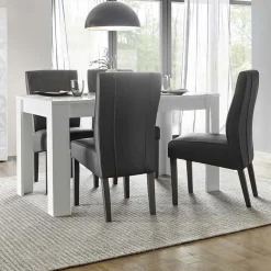 Garnero Arredamenti Tavolo 137/185cm allungabile con serigrafia Marvis Bianco Lucido