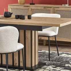 Garnero Arredamenti Tavolo 130/180cm allungabile da pranzo rovere chiaro nero Harbin Outlet