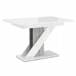Garnero Arredamenti Tavolo 120/160cm allungabile da pranzo bianco effetto pietra Amilia Bianco Lucido - Grigio Best