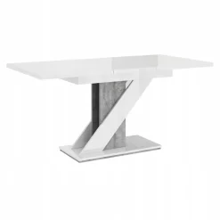 Garnero Arredamenti Tavolo 120/160cm allungabile da pranzo bianco effetto pietra Amilia Bianco Lucido - Grigio Best