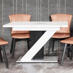 Garnero Arredamenti Tavolo 120/160cm allungabile da pranzo bianco nero lucido Amilia Nero Lucido - Bianco Lucido Clearance
