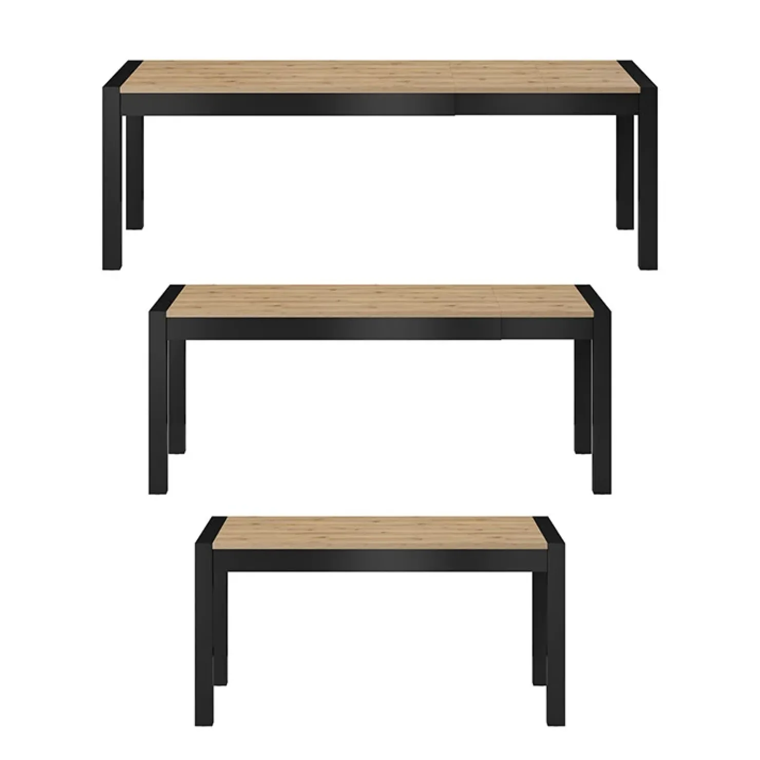 Garnero Arredamenti Tavolo 160/240cm allungabile industrial quercia opaco nero Neive Clearance