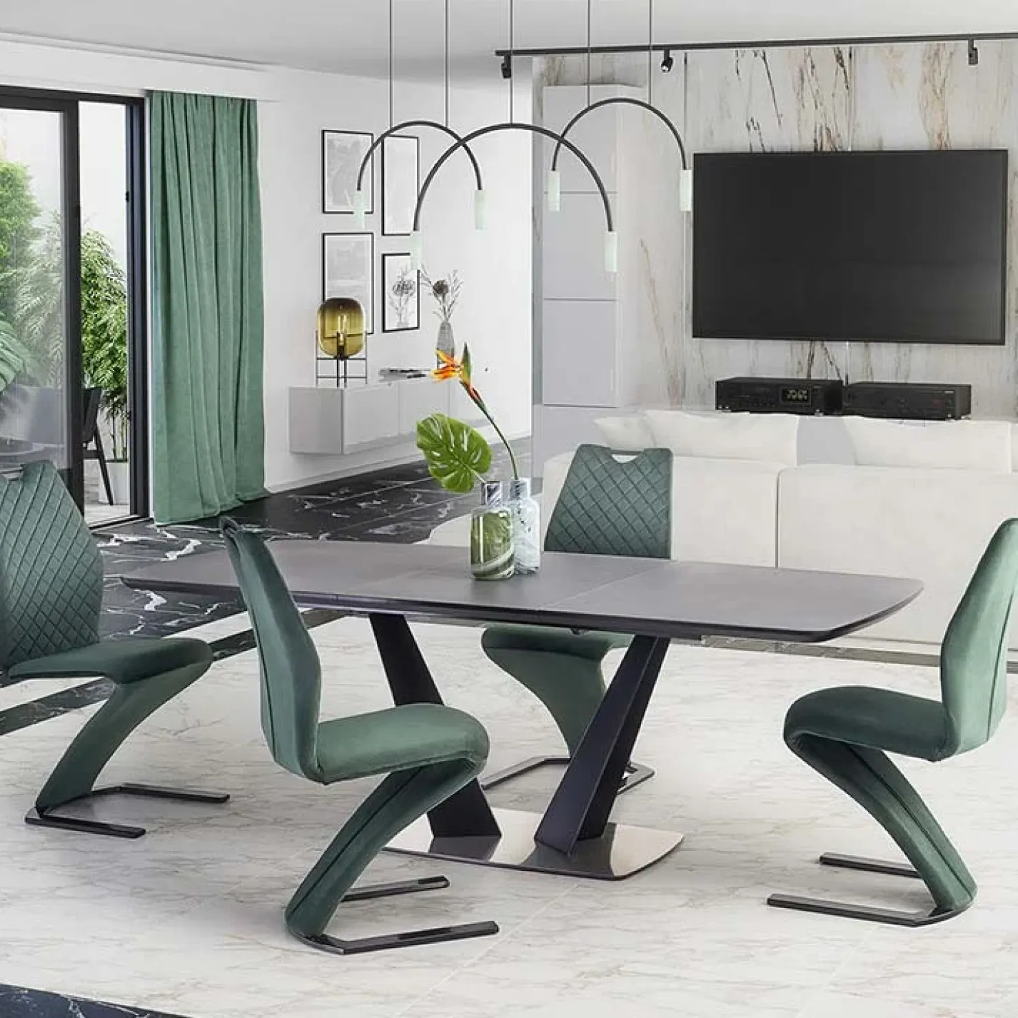 Garnero Arredamenti Tavolo 160/220cm allungabile moderno grigio scuro nero Sienna Hot