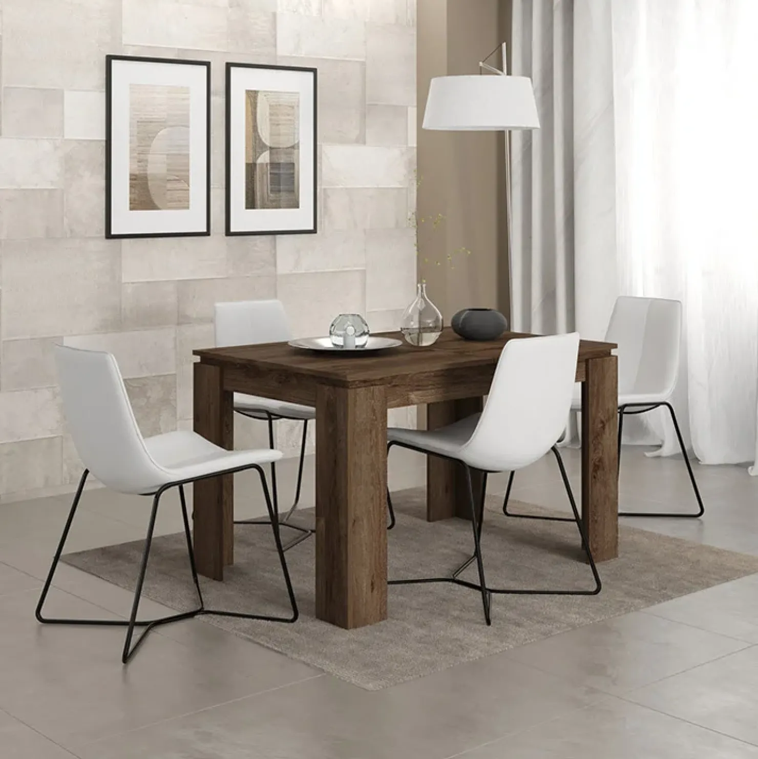 Garnero Arredamenti Tavolo 120/160cm allungabile moderno legno rovere scuro Atena Noce Hot
