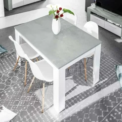 Garnero Arredamenti Tavolo 140/190cm allungabile moderno bianco opaco cemento Zander Clearance