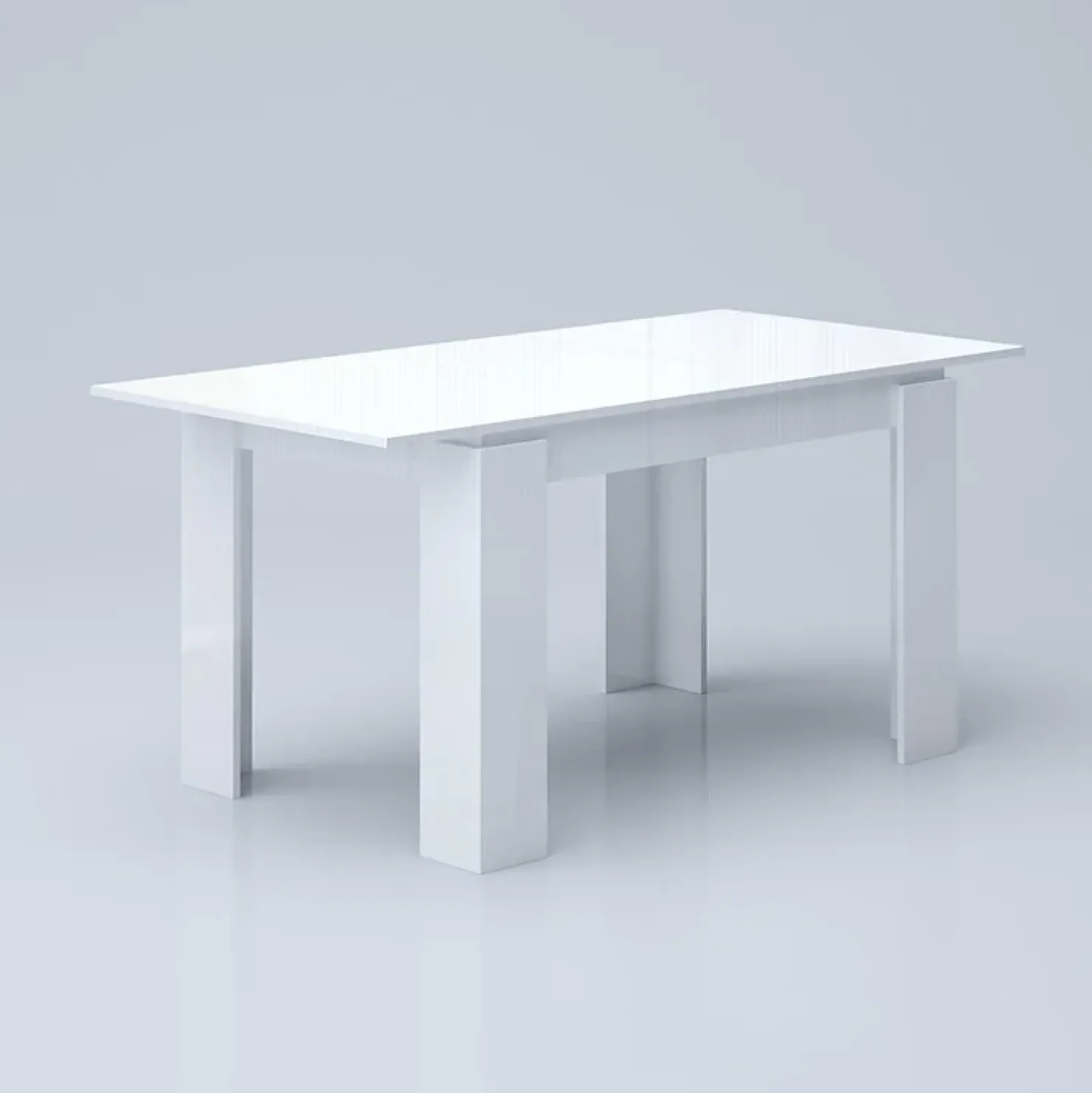 Garnero Arredamenti Tavolo 120/160cm allungabile moderno legno Atena Bianco Lucido Discount
