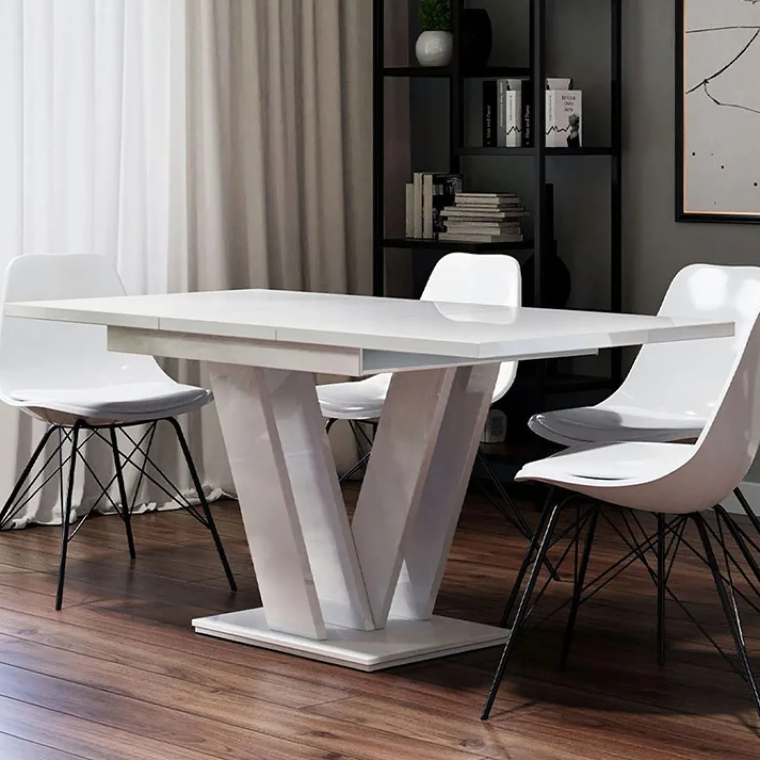 Garnero Arredamenti Tavolo 120/160cm allungabile moderno Coroline Bianco Lucido New