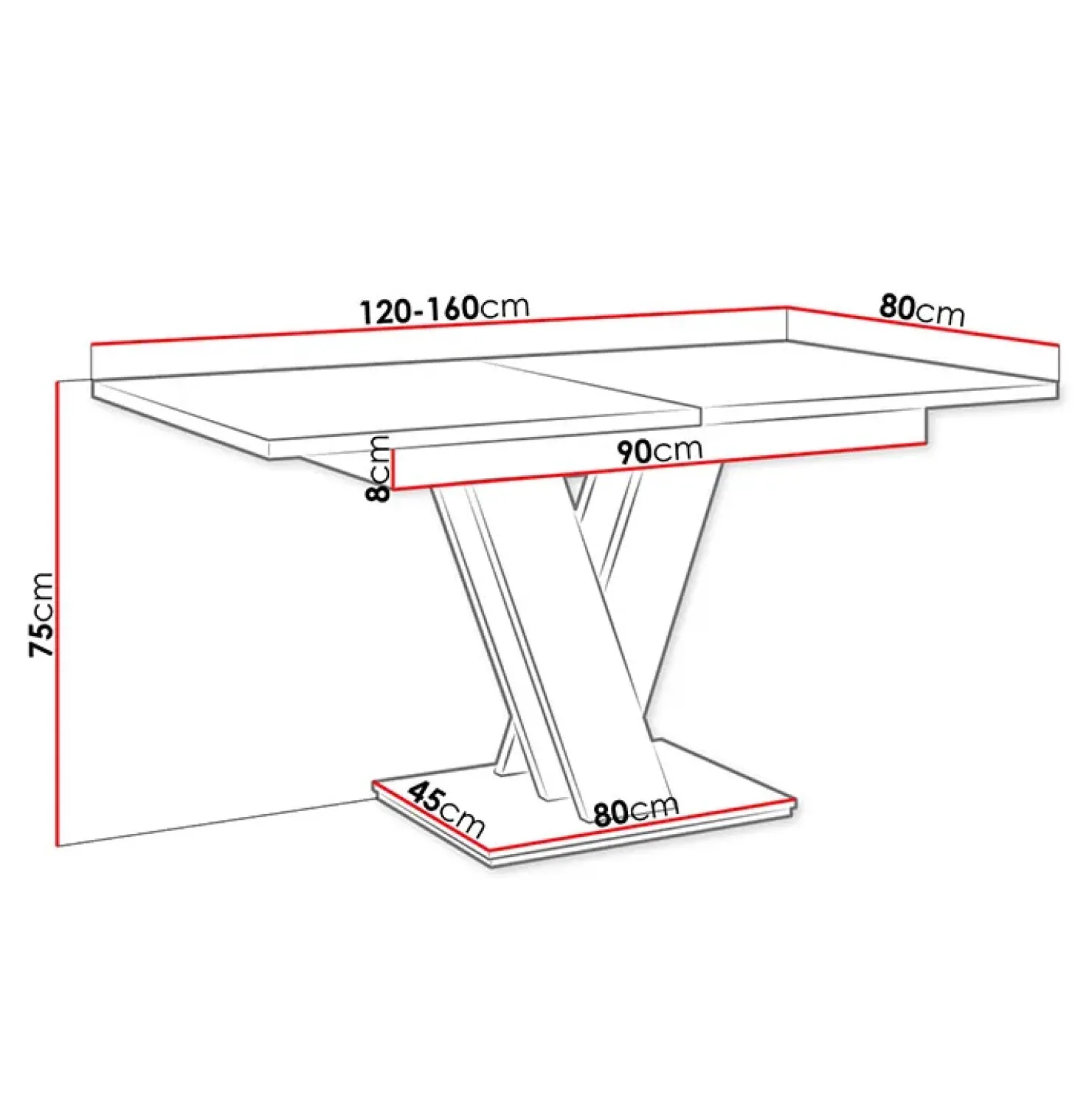 Garnero Arredamenti Tavolo 120/160cm allungabile moderno Coroline Bianco Lucido New