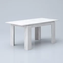 Garnero Arredamenti Tavolo 120/160cm allungabile moderno legno Atena Bianco Frassinato Outlet