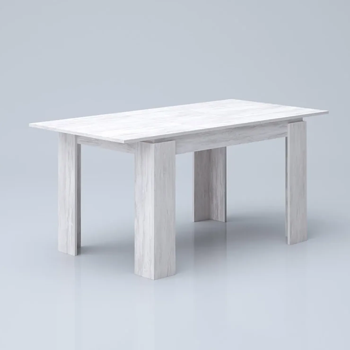 Garnero Arredamenti Tavolo 120/160cm allungabile moderno legno Atena Bianco Frassinato Outlet