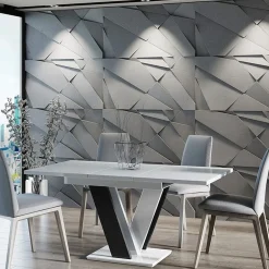 Garnero Arredamenti Tavolo 120/160cm allungabile moderno bianco nero Coroline Bianco Lucido - Nero Online