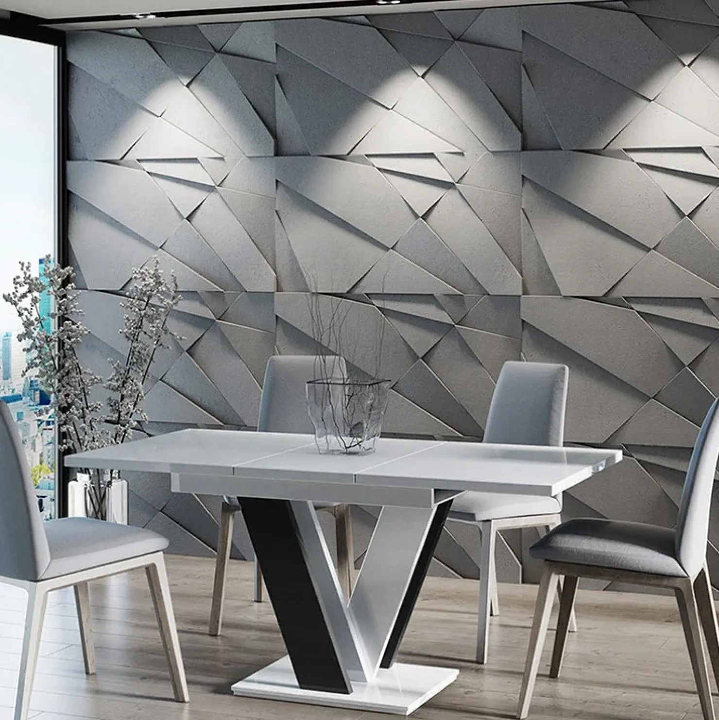 Garnero Arredamenti Tavolo 120/160cm allungabile moderno bianco nero Coroline Bianco Lucido - Nero Online