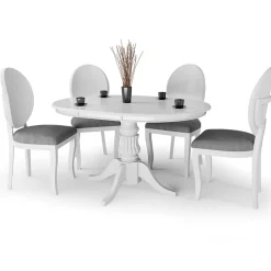 Garnero Arredamenti Tavolo 90/124cm allungabile rotondo moderno bianco Circle Bianco Opaco Outlet