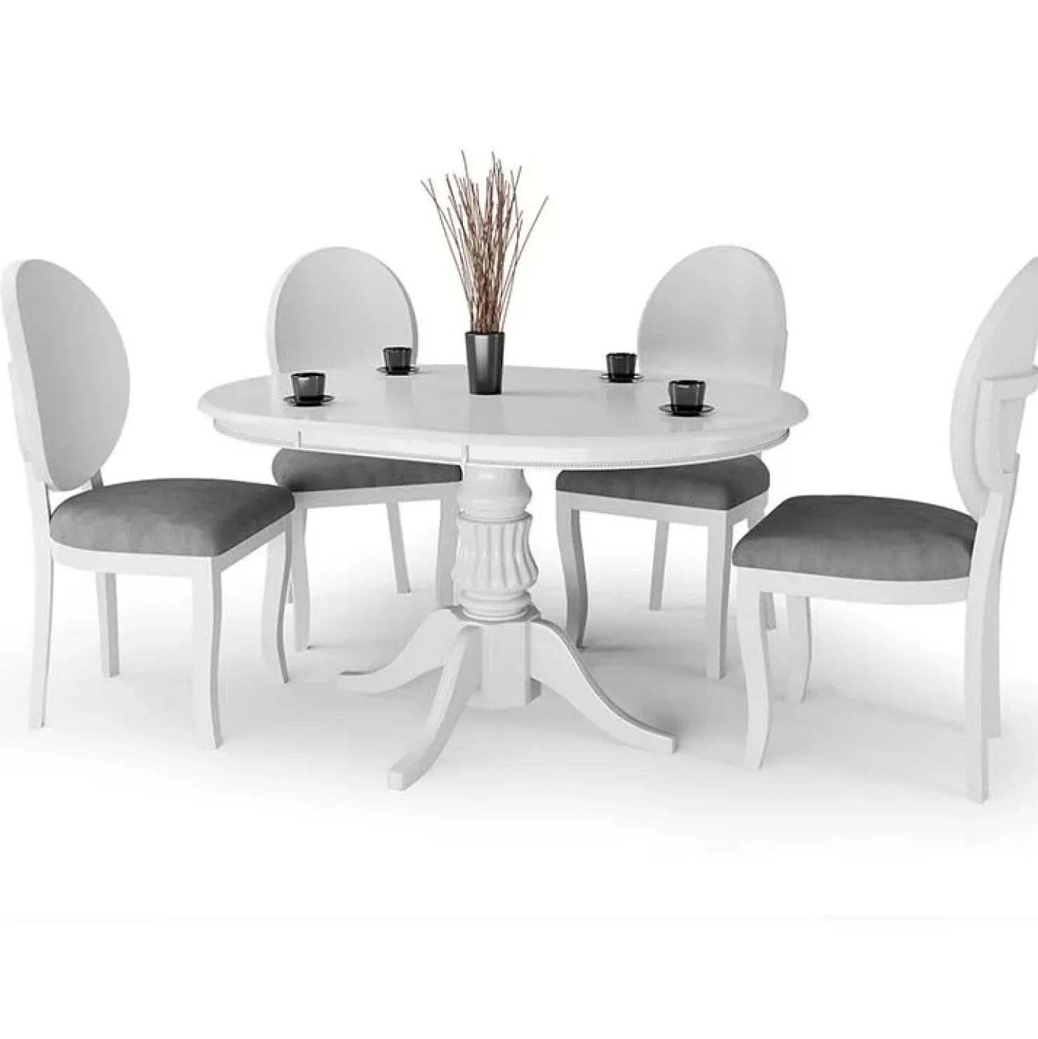 Garnero Arredamenti Tavolo 90/124cm allungabile rotondo moderno bianco Circle Bianco Opaco Outlet