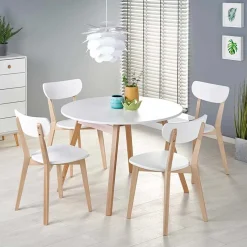 Garnero Arredamenti Tavolo 102/142cm allungabile rotondo bianco opaco rovere Medina Bianco Opaco - Rovere