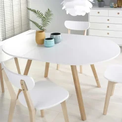 Garnero Arredamenti Tavolo 102/142cm allungabile rotondo bianco opaco rovere Medina Bianco Opaco - Rovere