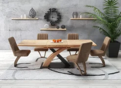 Garnero Arredamenti Tavolo 160/220cm allungabile rovere nero Iride Gihome® Rovere Rustico - Nero Lucido Best