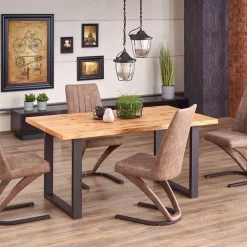 Garnero Arredamenti Tavolo 160/250cm allungabile rovere nodato acciaio nero Cardiff Clearance