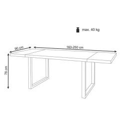 Garnero Arredamenti Tavolo 160/250cm allungabile rovere nodato acciaio nero Cardiff Clearance