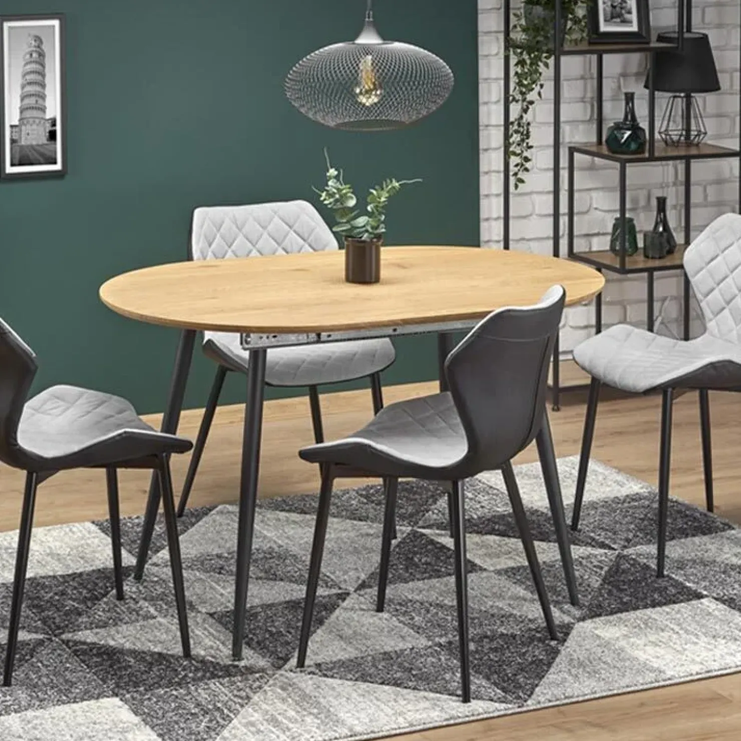 Garnero Arredamenti Tavolo 120/160cm allungabile rovere naturale nero Oreon Hot