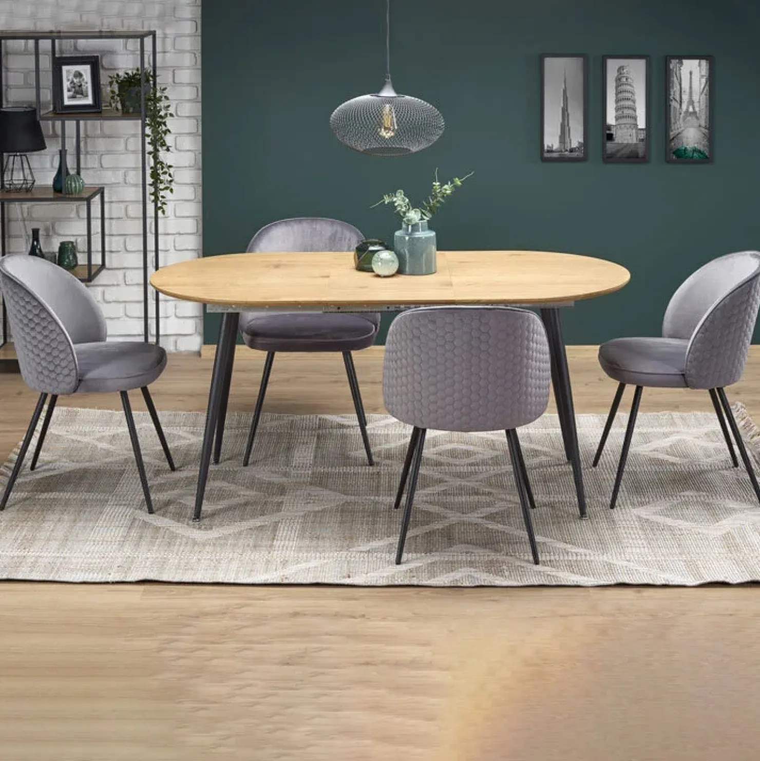 Garnero Arredamenti Tavolo 120/160cm allungabile rovere naturale nero Oreon Hot