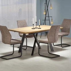 Garnero Arredamenti Tavolo 160/200cm allungabile rovere acciaio nero Papavero Gihome® New