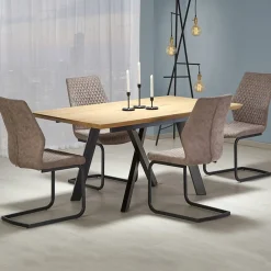 Garnero Arredamenti Tavolo 160/200cm allungabile rovere acciaio nero Papavero Gihome® New