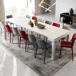 Garnero Arredamenti Tavolo 50/300cm consolle allungabile bianco frassino Pandora 110 Gihome® Bianco Opaco