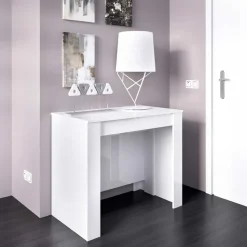 Garnero Arredamenti Tavolo 51/237cm consolle allungabile moderno bianco lucido Demetra Discount