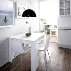 Garnero Arredamenti Tavolo 51/237cm consolle allungabile moderno bianco lucido Demetra Discount