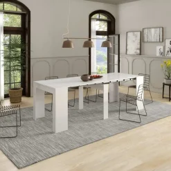 Garnero Arredamenti Tavolo 51/237cm consolle allungabile moderno bianco lucido Demetra Discount