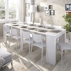 Garnero Arredamenti Tavolo 51/237cm consolle allungabile moderno bianco lucido Demetra Discount