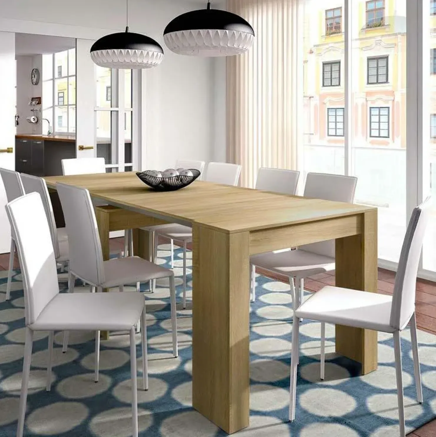 Garnero Arredamenti Tavolo 51/237cm consolle allungabile moderno rovere chiaro Venere