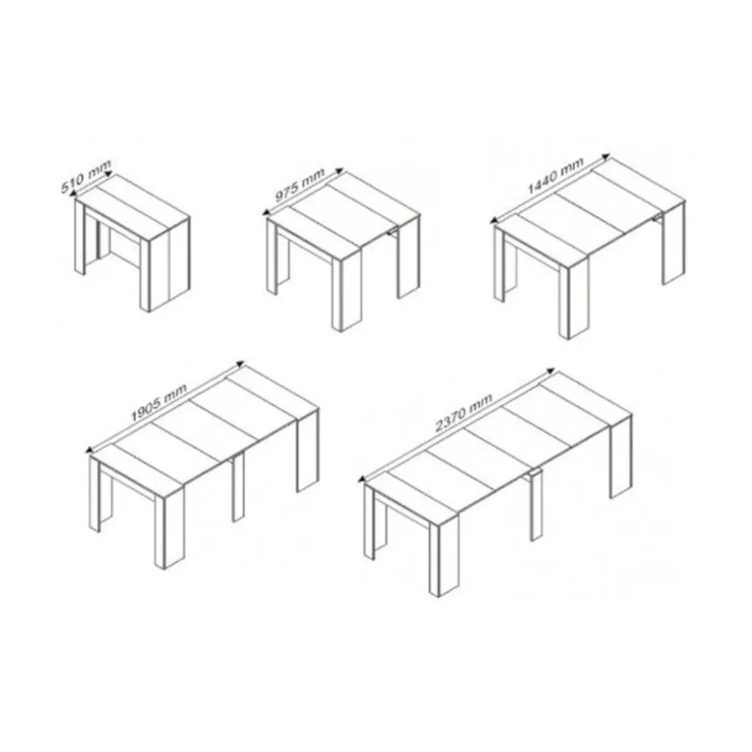 Garnero Arredamenti Tavolo 51/237cm consolle allungabile moderno rovere chiaro Venere