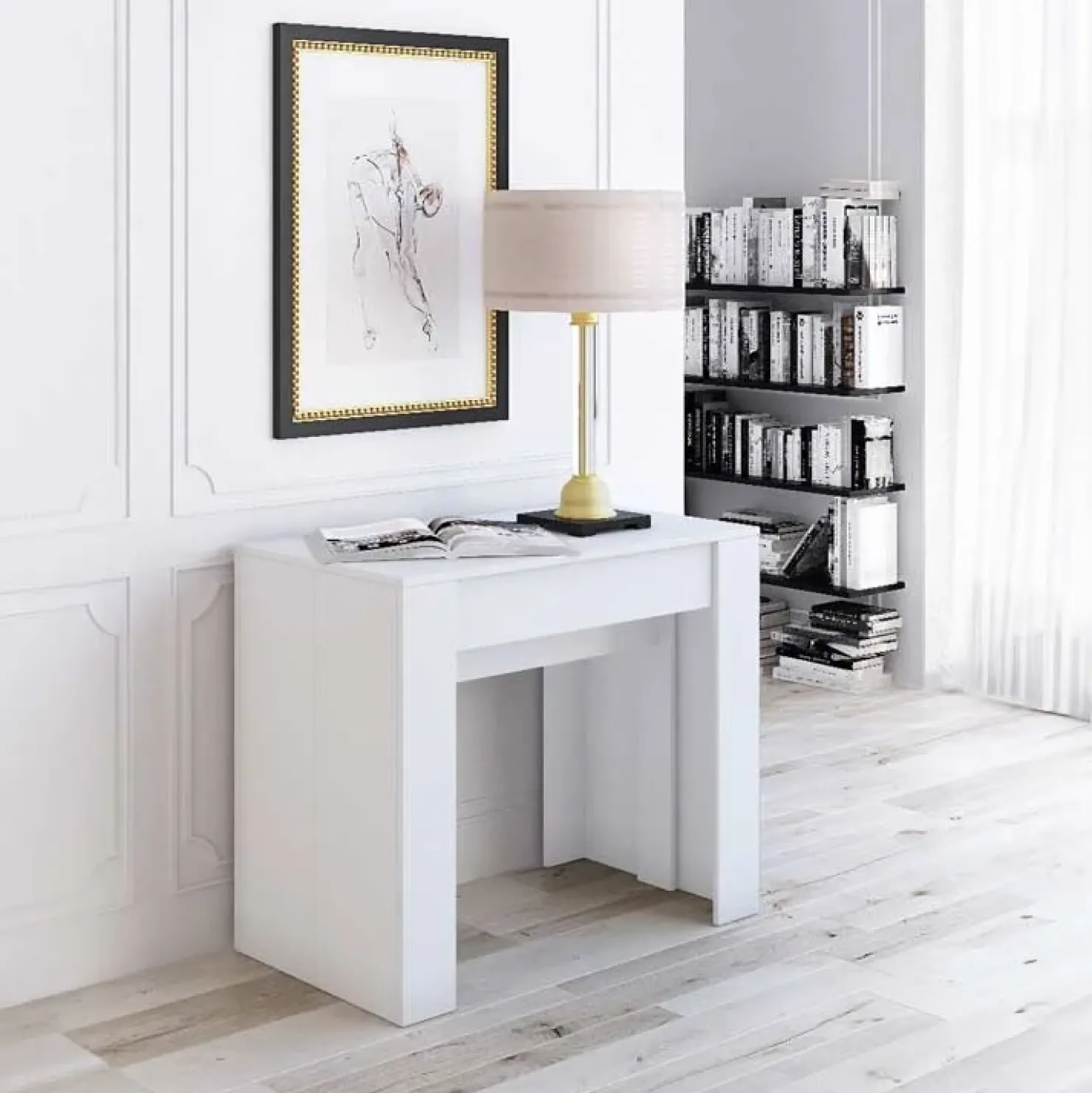 Garnero Arredamenti Tavolo 52/238cm consolle allungabile moderno Virginia Bianco Opaco Outlet