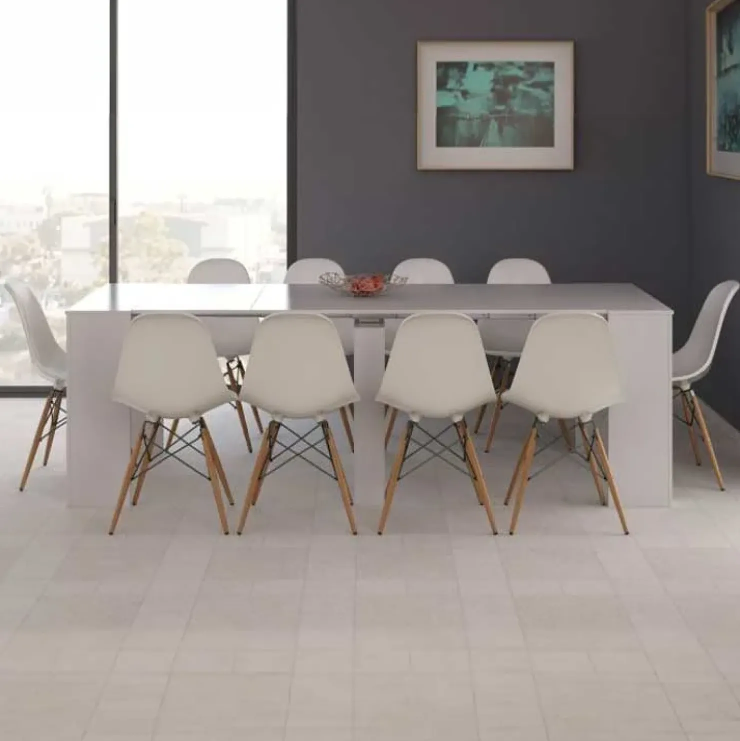 Garnero Arredamenti Tavolo 52/238cm consolle allungabile moderno Virginia Bianco Opaco Outlet