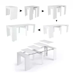 Garnero Arredamenti Tavolo 52/238cm consolle allungabile moderno Virginia Bianco Opaco Outlet