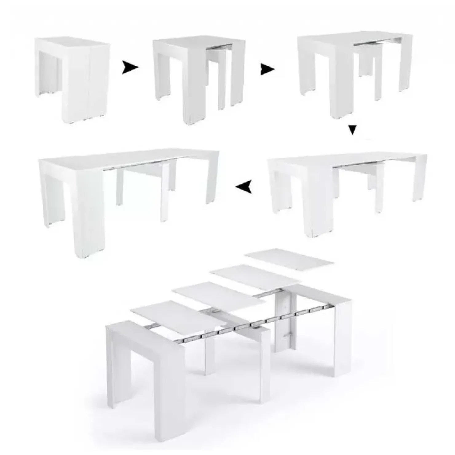 Garnero Arredamenti Tavolo 52/238cm consolle allungabile moderno Virginia Bianco Opaco Outlet