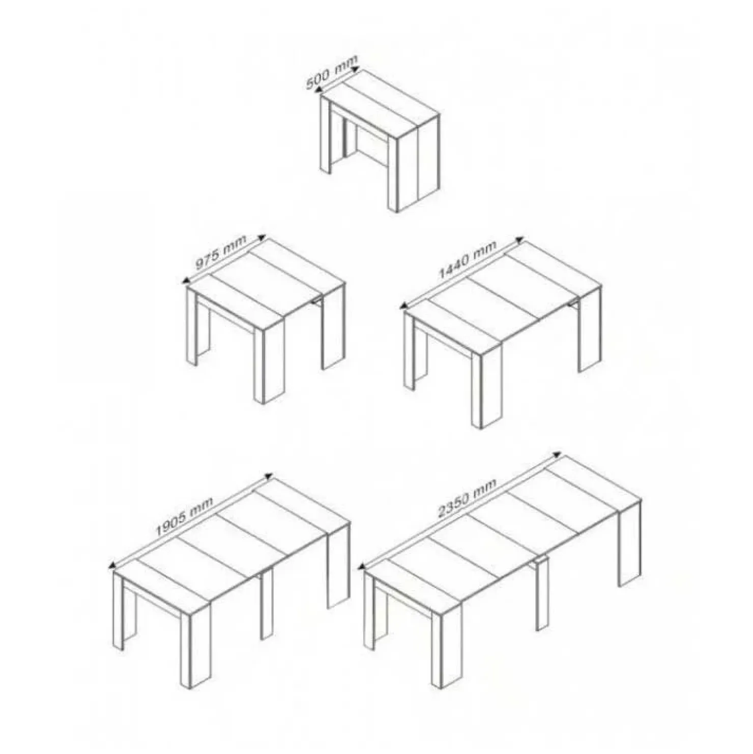 Garnero Arredamenti Tavolo 52/238cm consolle allungabile moderno Virginia Bianco Opaco Outlet