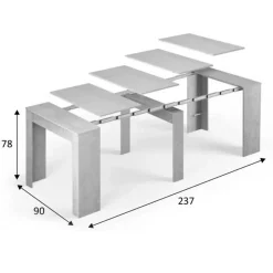 Garnero Arredamenti Tavolo 52/238cm consolle allungabile grigio Virginia Cemento Sale