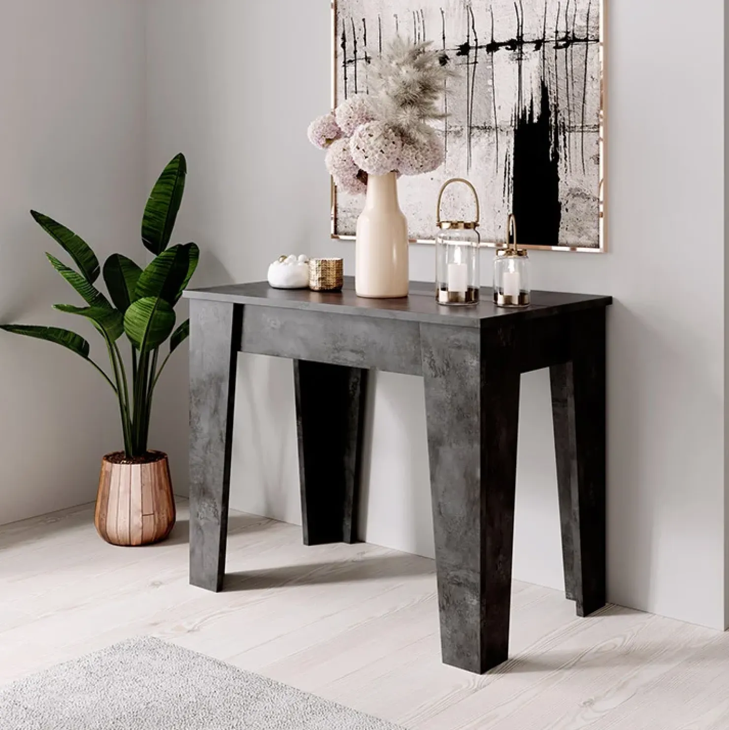 Garnero Arredamenti Tavolo 54/306cm consolle allungabile Grace Gihome® Ossido New