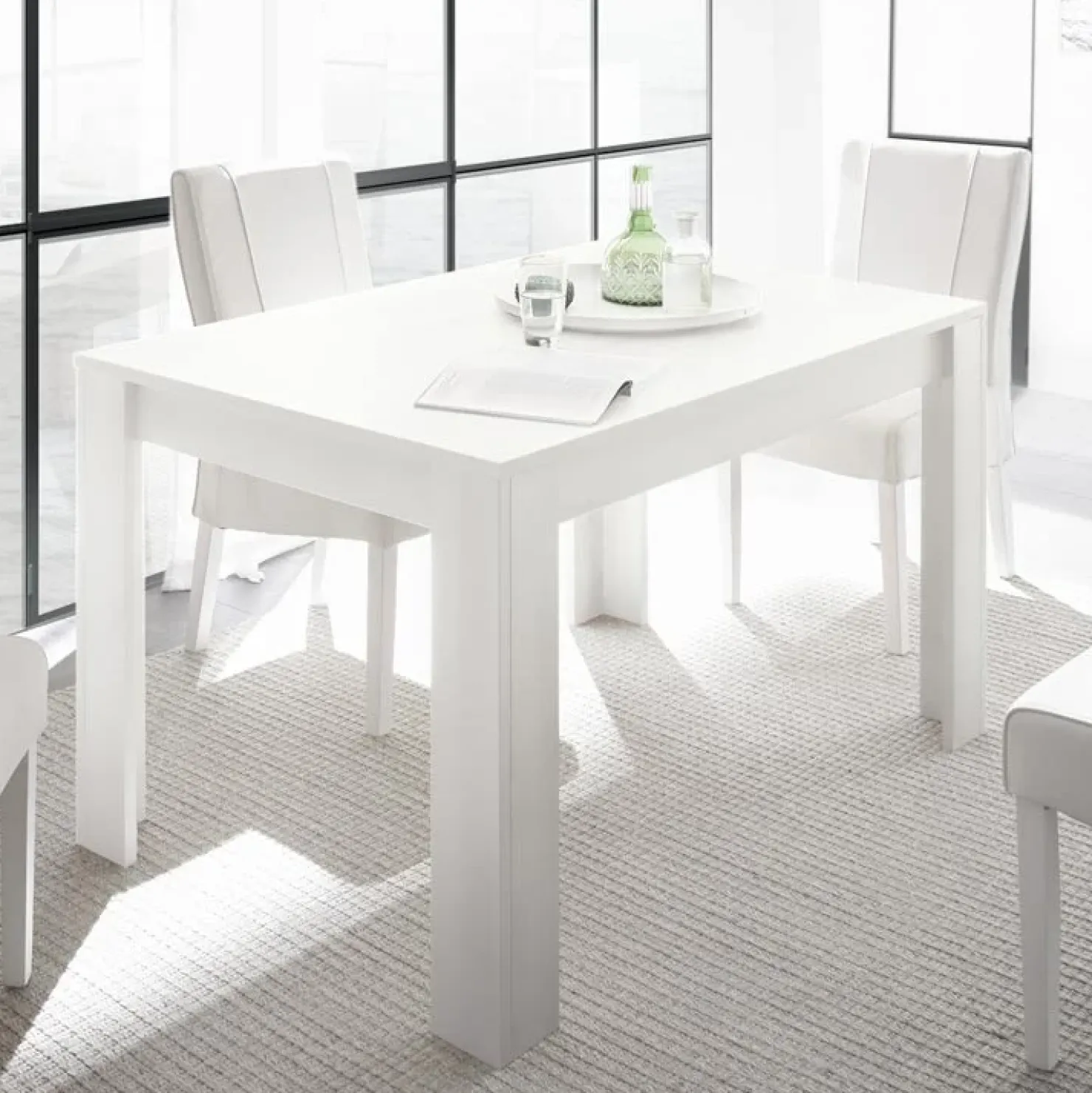 Garnero Arredamenti Tavolo 137/185cm da pranzo allungabile moderno bianco opaco Deluxe Discount