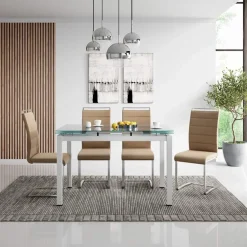 Garnero Arredamenti Tavolo 110/170cm in vetro allungabile moderno Liem Gihome® Bianco New