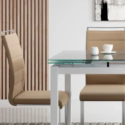 Garnero Arredamenti Tavolo 110/170cm in vetro allungabile moderno Liem Gihome® Bianco New