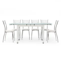 Garnero Arredamenti Tavolo 110/170cm in vetro allungabile moderno Liem Gihome® Bianco New