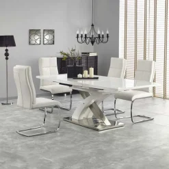 Garnero Arredamenti Tavolo 160/220cm in vetro allungabile bianco lucido Iride Gihome® Bianco Lucido - Grigio Online