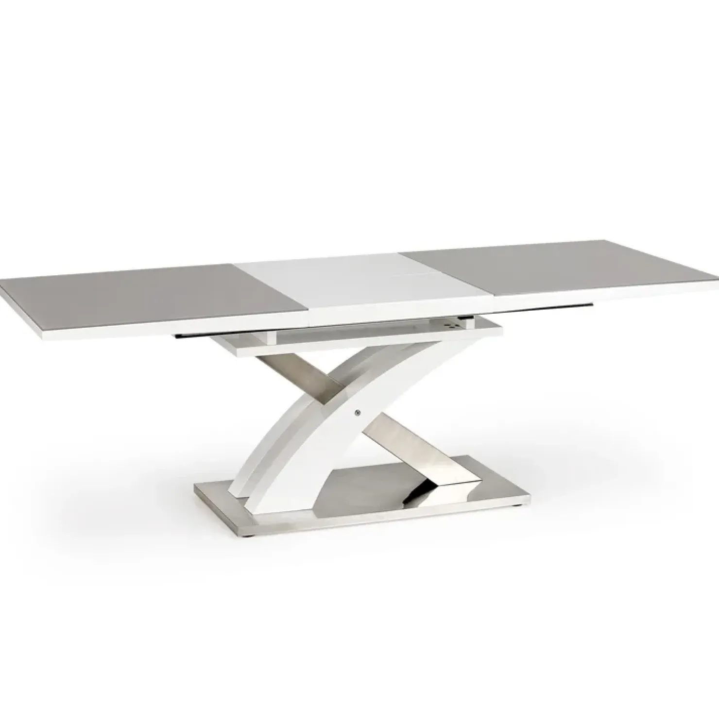 Garnero Arredamenti Tavolo 160/220cm in vetro allungabile grigio bianco Iride Gihome® Bianco Opaco - Grigio Clearance