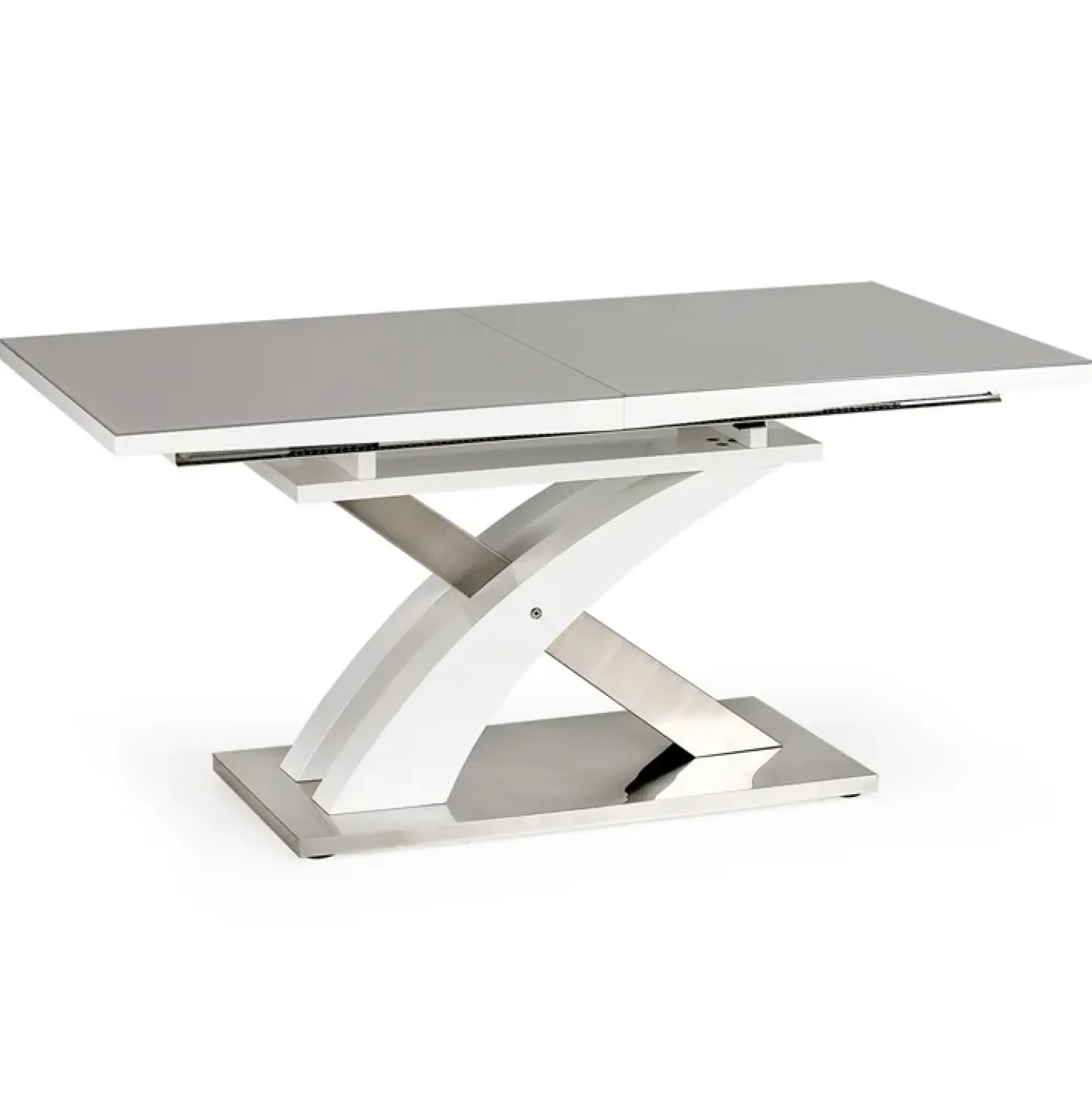 Garnero Arredamenti Tavolo 160/220cm in vetro allungabile grigio bianco Iride Gihome® Bianco Opaco - Grigio Clearance