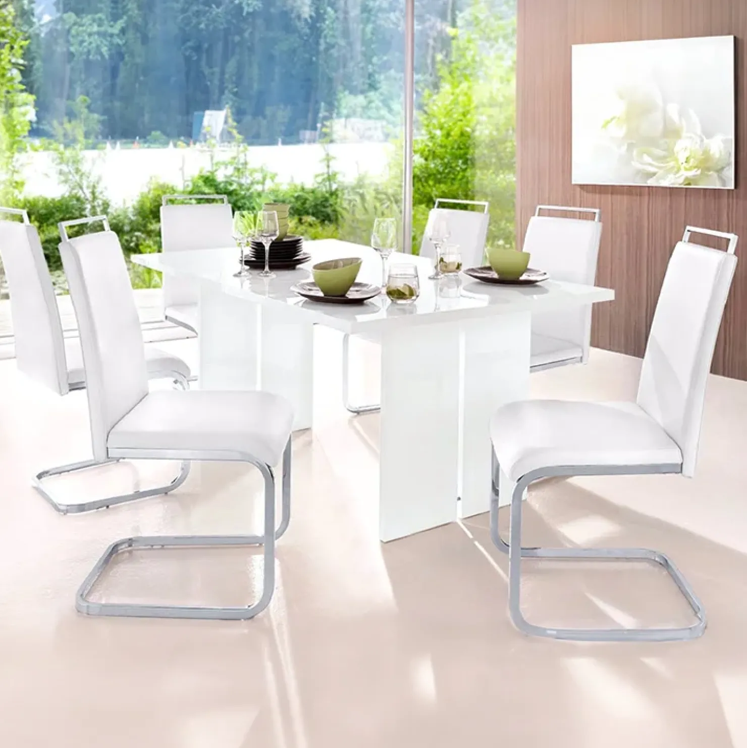 Garnero Arredamenti Tavolo 160cm moderno rettangolare bianco lucido Neve New